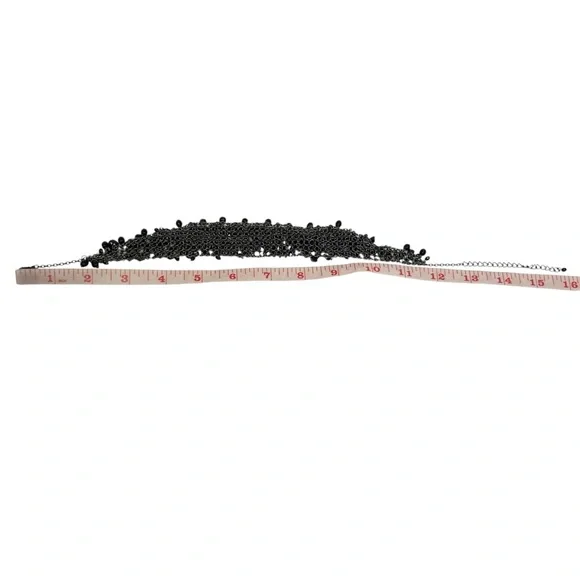 Black Faceted Acrylic Cluster Gunmetal Statement Bib Necklace - Picture 8 of 8